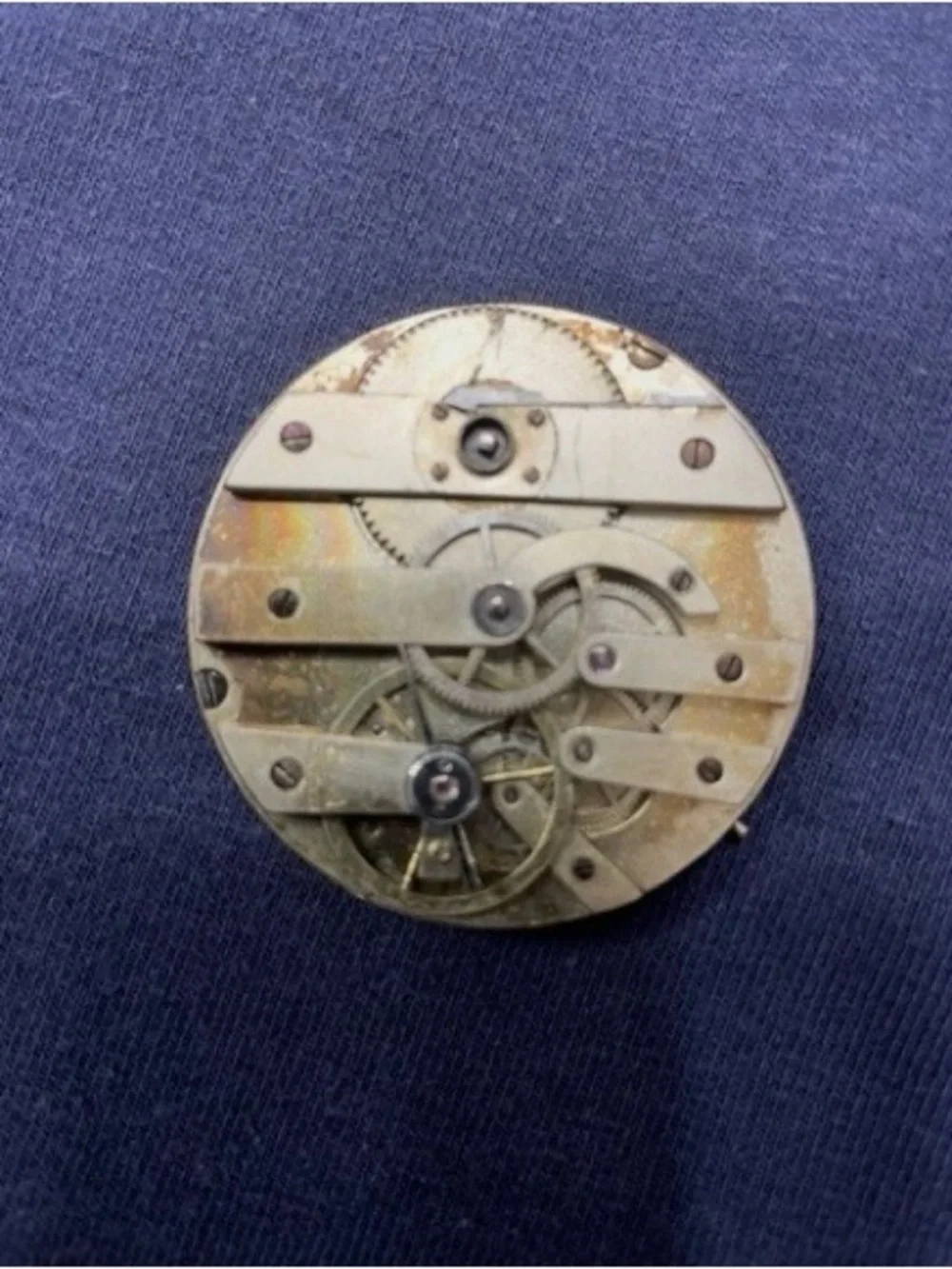 French Men's Pocket Watch Mechanism with White Dial